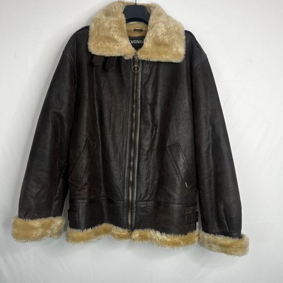 XOXO Jacket Womens/Mens Leather Brown Bomber Size Medium